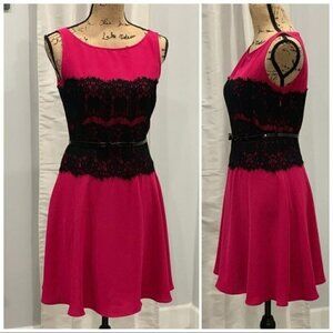 Ann Taylor Loft black red dress size 6P colorblock sleeveless